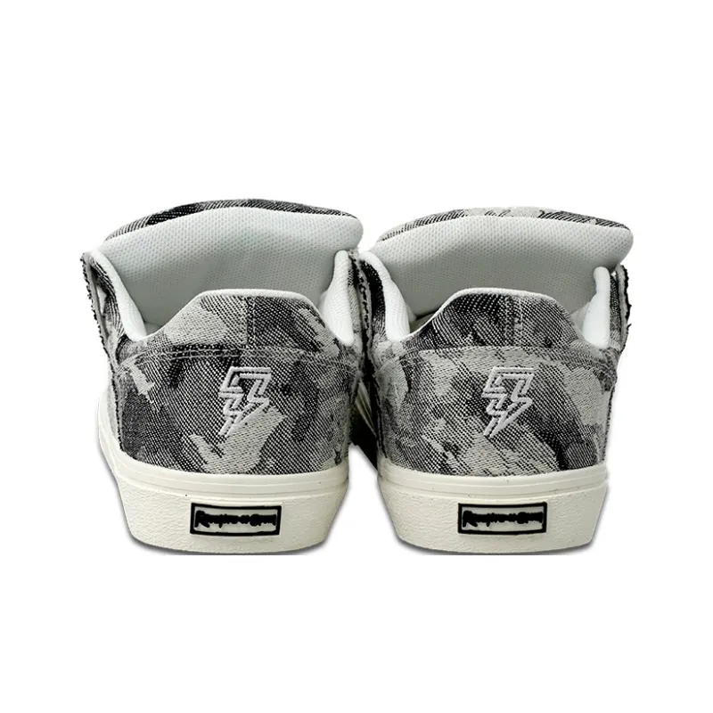 REVENFEXSPOTM x BURNING FLAME Thermal Height Increase Low Top Canvas Shoes Unisex Black Gray-4