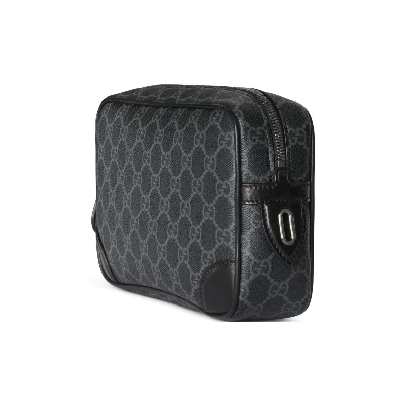 GUCCI GG Emblem Fabric Toiletry Bag Small Size Men's Black-1