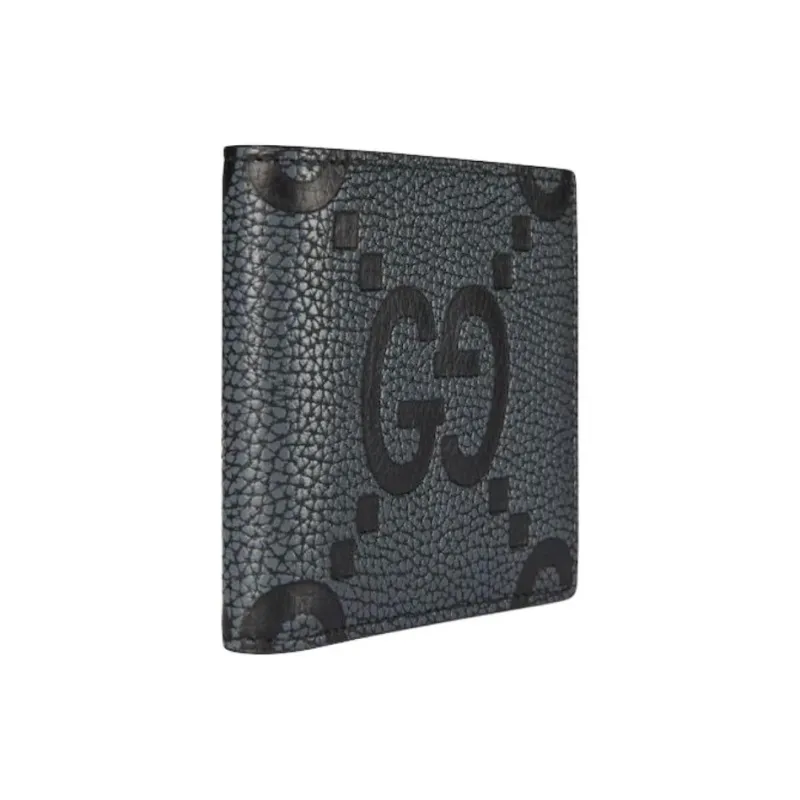 GUCCI Maxi GG Canvas Grain Leather Wallet Men's Dark Gray-1