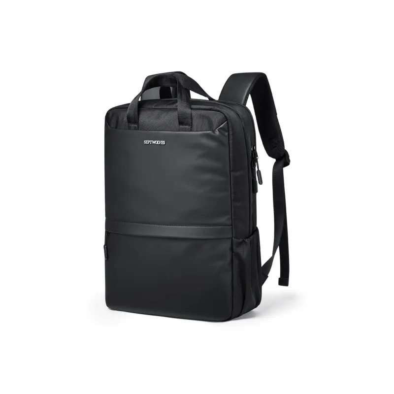 SEPTWOLVES Fabric Abrasion Resistant Water Repellent Large Capacity Backpack 16 Inch Laptop Bag QPL Men's Black-0