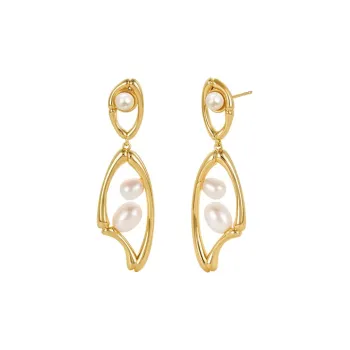 Amber Lollipop Luminous Bamboo Collection Pearl Earrings Women's