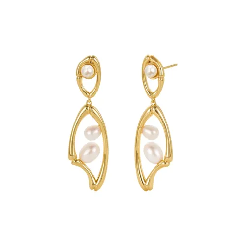 Amber Lollipop Luminous Bamboo Collection Pearl Earrings Women's