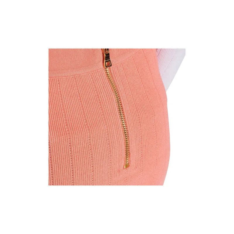 BALMAIN Buttoned Knitted Midi Skirt-5
