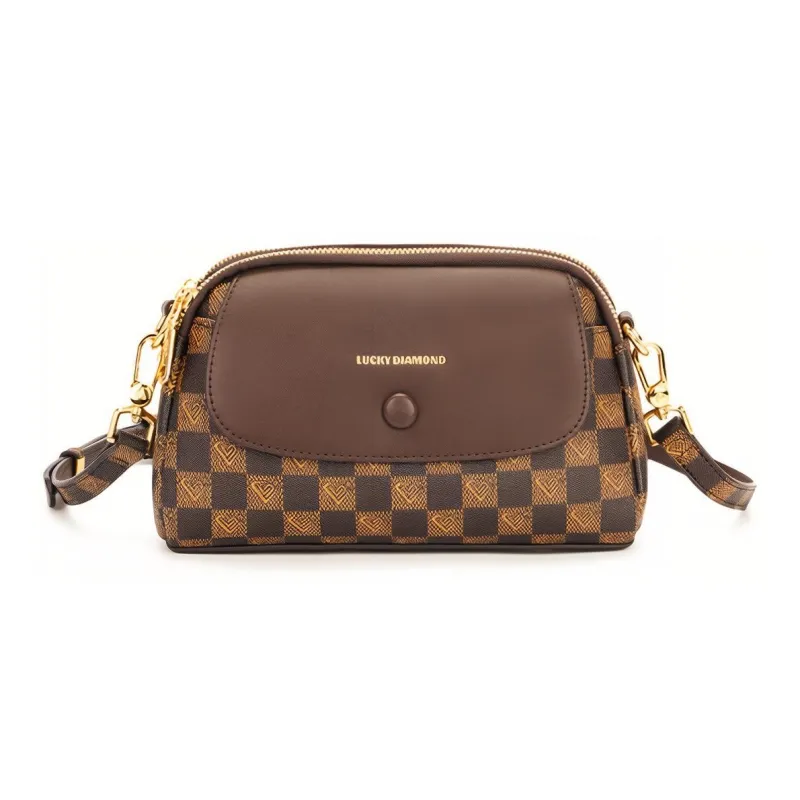LUCKY DIAMOND PVC Shoulder Bag, Crossbody Bag Regular Women's Coffee-0