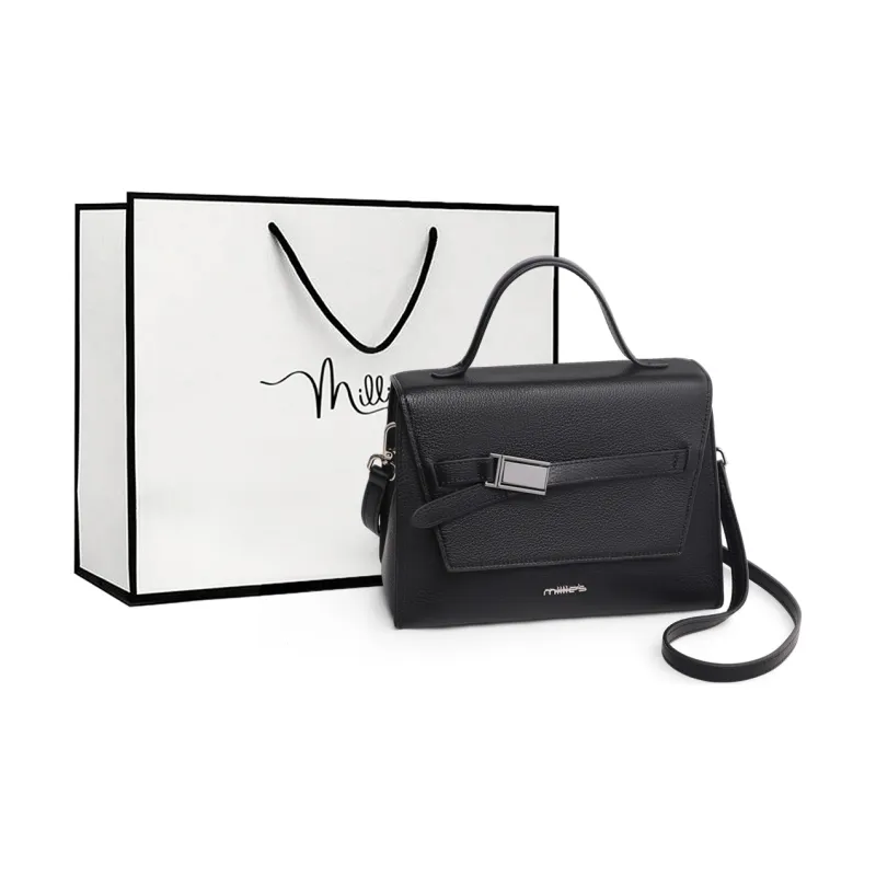 MILLIE'S Cow Leather Patchwork Synthetic Leather Handbags Shoulder Bag Crossbody Bag Regular Women's Gray/Black-8