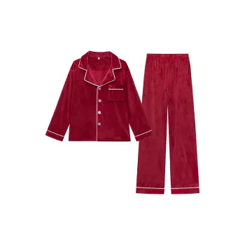 Shanghai Story Pajama Set Unisex 2 Piece Set Burgundy
