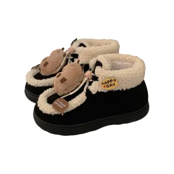 Thin Strips Cotton Slippers Women's, Black
