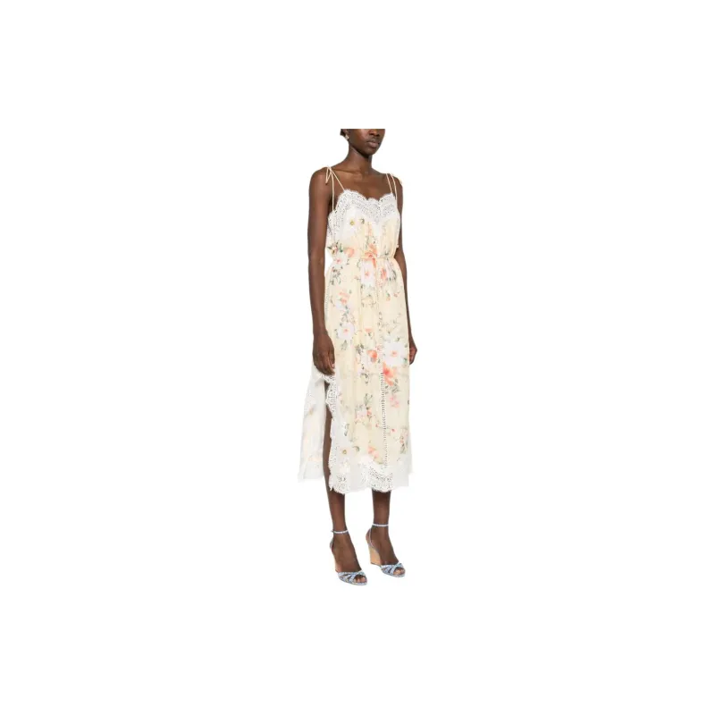 Zimmermann Floral Motif Spaghetti Strap Midi Dress-3