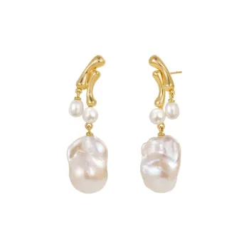 Amber Lollipop Luminous Bamboo Collection Pearl Earrings Women's