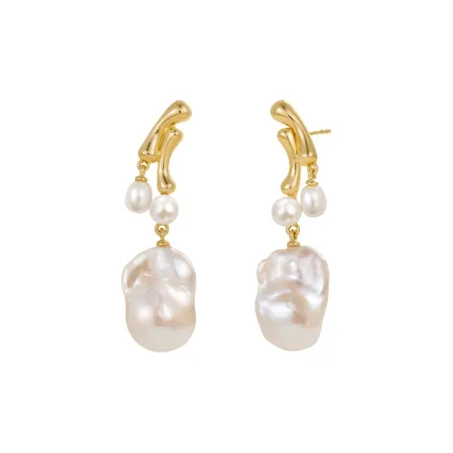 Amber Lollipop Luminous Bamboo Collection Pearl Earrings Women's