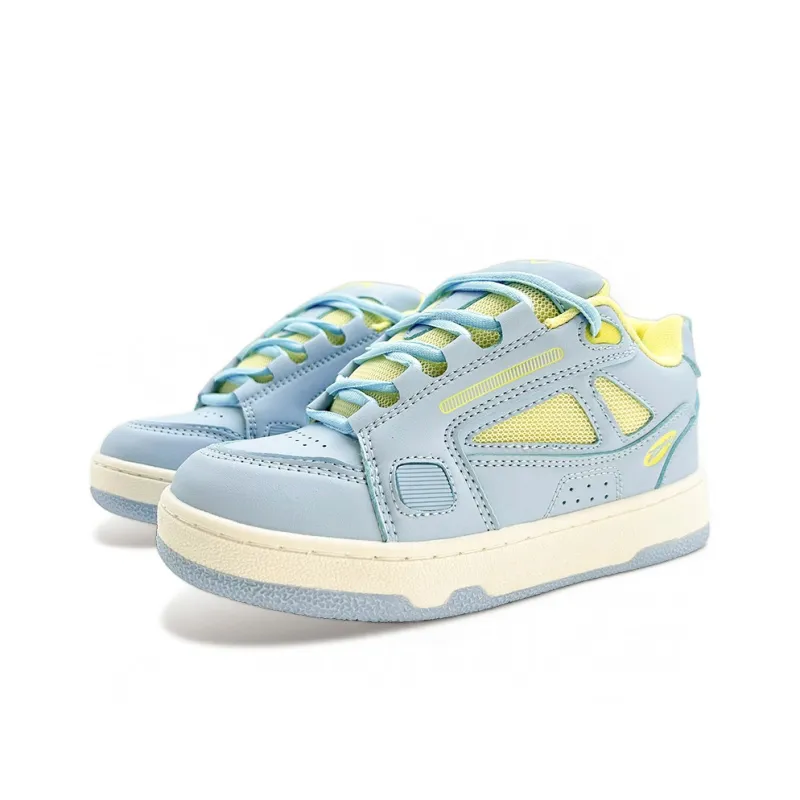 ITGI Anti Slip And Wear Resistant Coverage Low Top Skateboard Shoes Unisex Blue Yellow-2