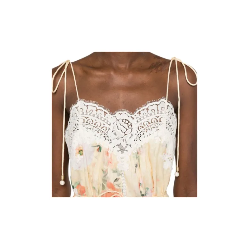 Zimmermann Floral Motif Spaghetti Strap Midi Dress-4