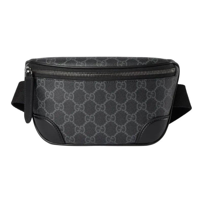 GUCCI GG Emblem Monogram Coated Fabric Fanny Pack Small Size Men's Black-0
