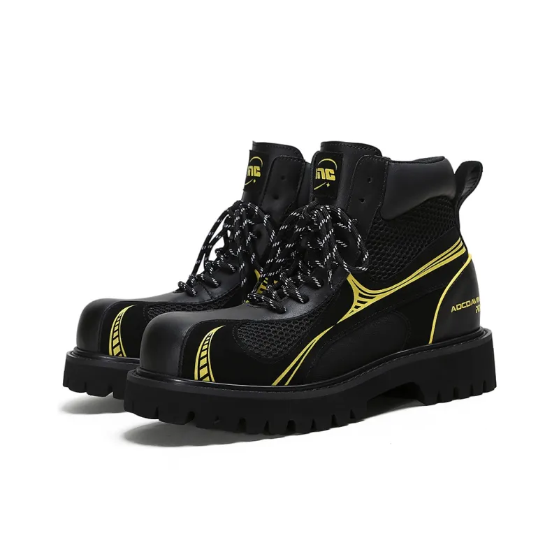 ADCDAVINCI Functional Wind Series Short Mid Calf Martin Boot Unisex Black Yellow-2