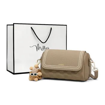 MILLIE'S Cow Leather With Synthetic Leather Shoulder Bag, Crossbody Bag, Cylinder Bag Regular Women's Oak Gray