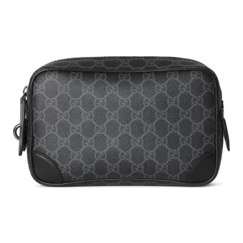 GUCCI GG Emblem Fabric Toiletry Bag Small Size Men's Black