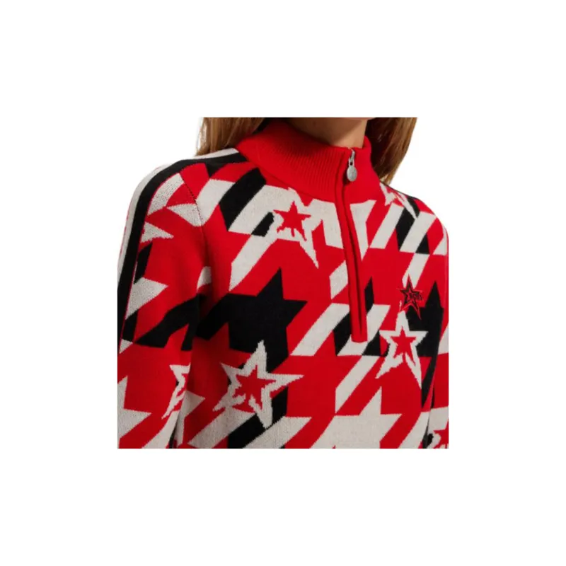 HUGO BOSS x PERFECT MOMENT Moment Virgin-Wool Sweater With Houndstooth Motif Sweater Women's Red-2