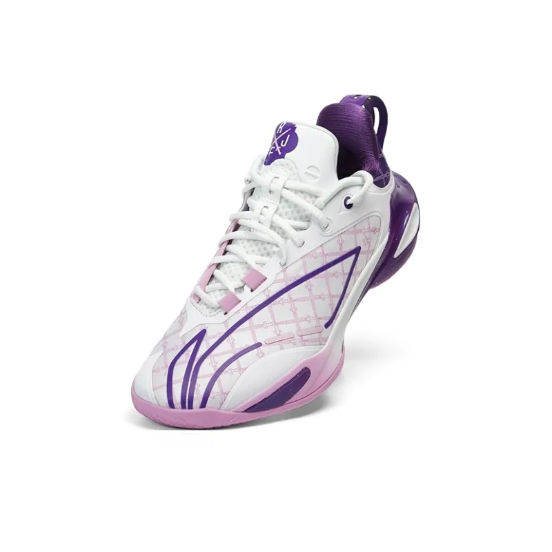 LINING Flash Strike 11 Basketball Shoes Men Low Top White Purple-3