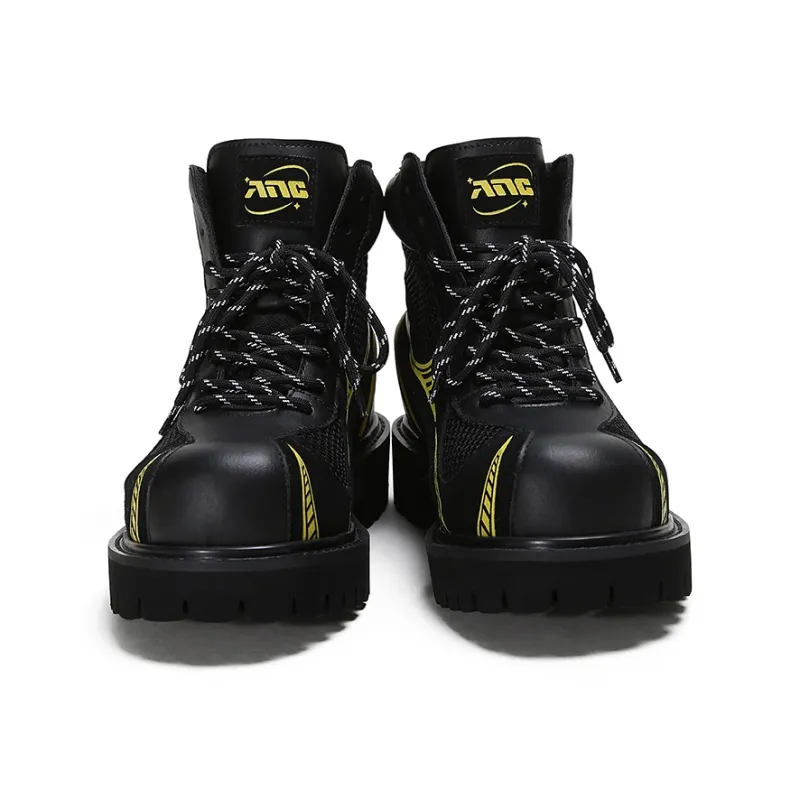 ADCDAVINCI Functional Wind Series Short Mid Calf Martin Boot Unisex Black Yellow-4