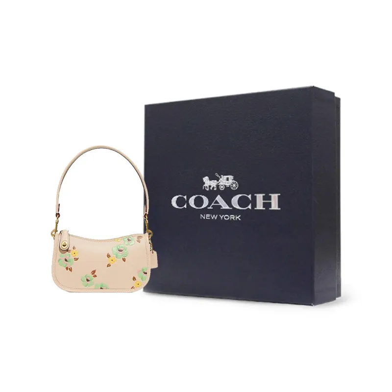 COACH Swinger Cow Leather One Shoulder Handbag Small Size Women's Beige Yellow-6