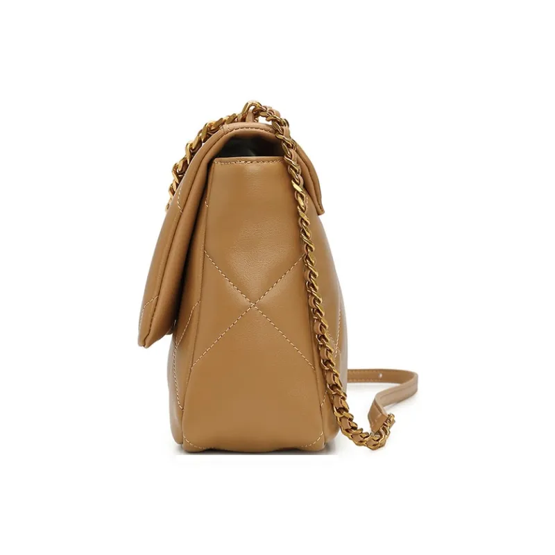 PIERRE CARDIN Cow Leather One Shoulder Crossbody Chain Bag Women's Black Ecru/Yellow Brown-8