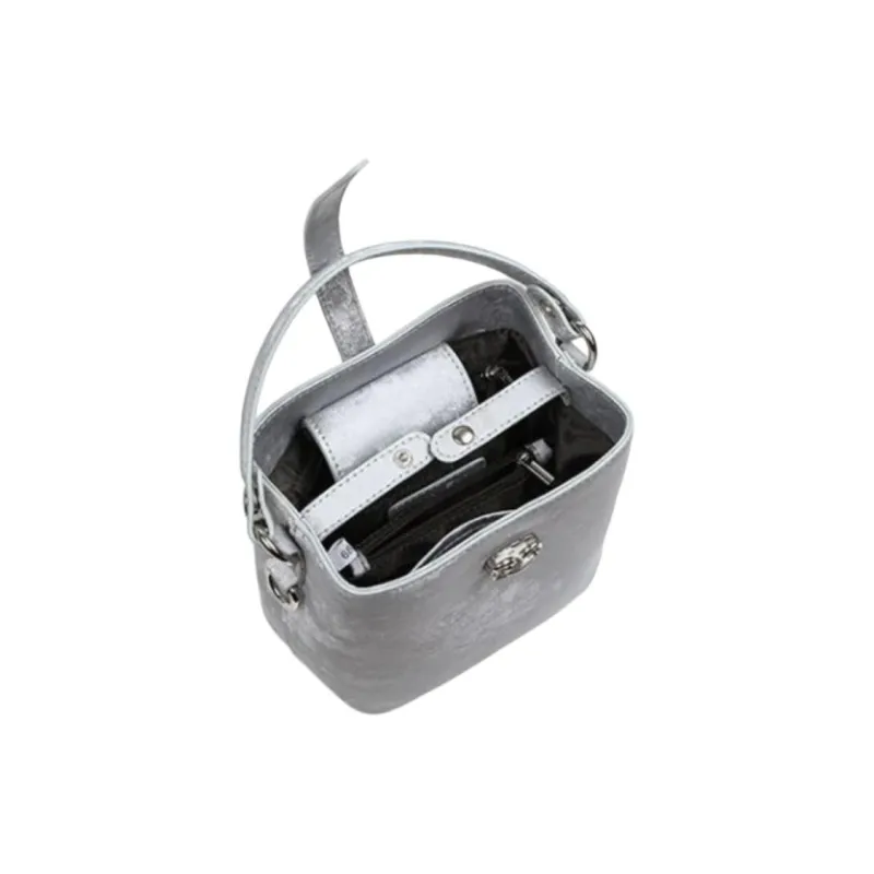 NIUMJ Synthetic Leather Handbag, Shoulder Bag, Crossbody Bag Small Size Women's Silver-5