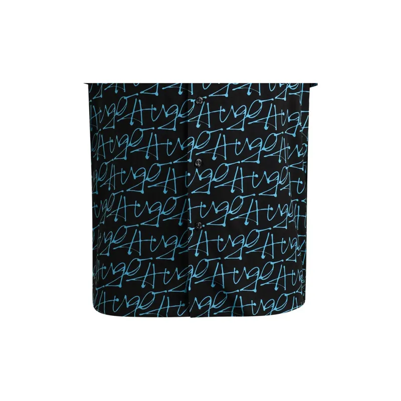HUGO BOSS Relaxed Fit Short Sleeved Shirt With Seasonal Print Shirt Men's Black-4