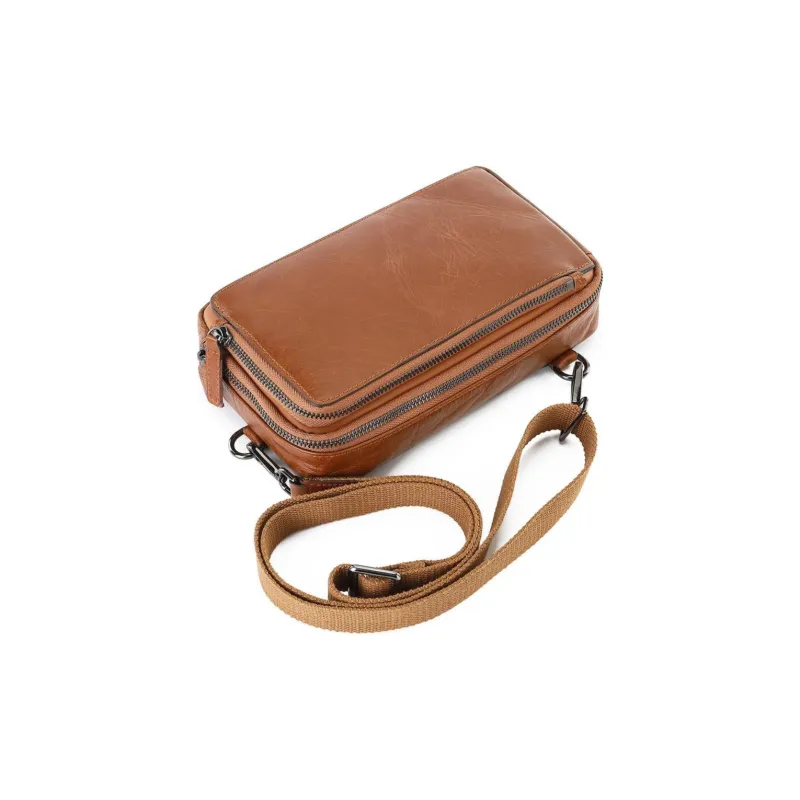 DOSRFINI Top Grain Cow Leather Sling Bag, Shoulder Bag, Crossbody Bag Regular Men's Black/Umber/Coffee/Olive-5