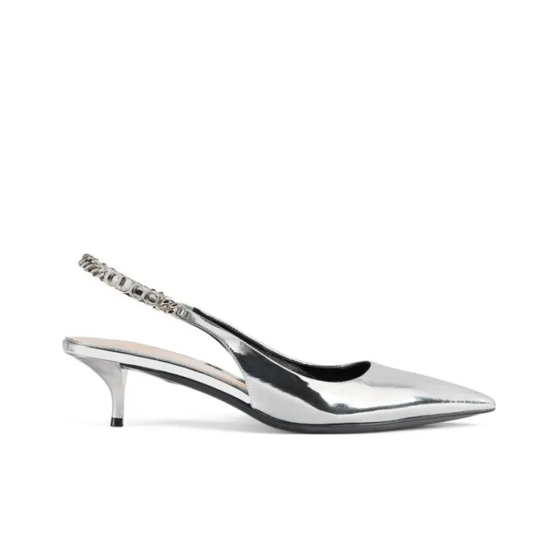 GUCCI Signoria Slim Heel High Heels 4.5cm Women's Silver-1