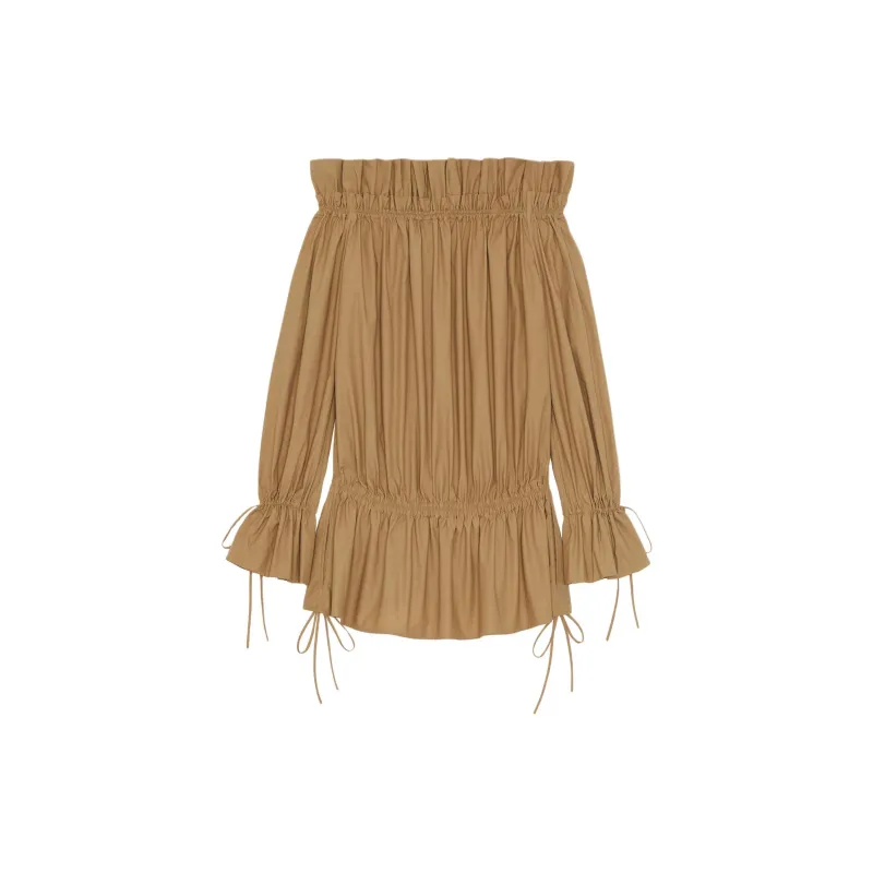 SAINT LAURENT Long Sleeved Dresses Women's Khaki-1