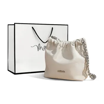 MILLIE'S Cow Leather With Synthetic Leather Shoulder Bag Medium Size Women's White/Silver