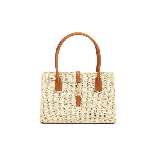 SAINT LAURENT Raffia Tote Bag Shopping Bag Handbag Women's Natural
