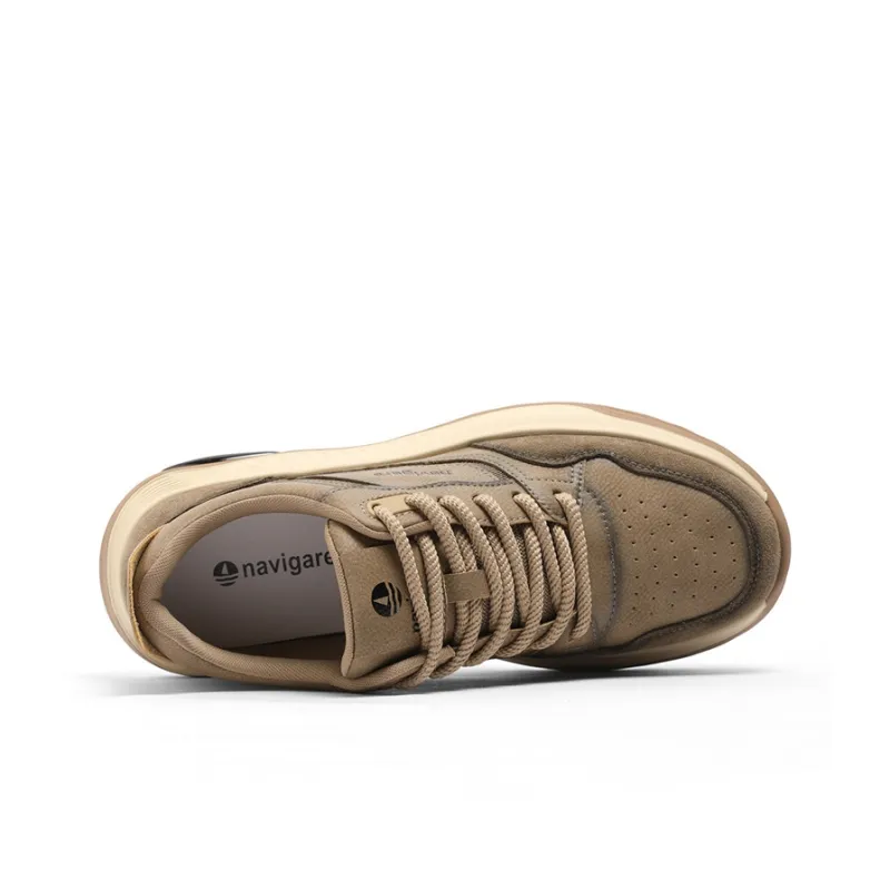 NAVIGARE Small Sailboats Height Increasing Low Top Casual Shoes Men's Khaki-3