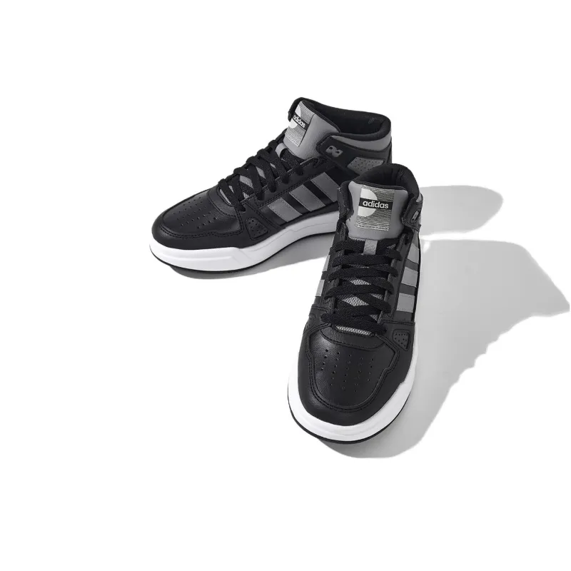 Adidas LITE BALLER Anti Slip And Wear Resistant Breathable High Top Skateboard Shoes Men's Black Gray Color-4