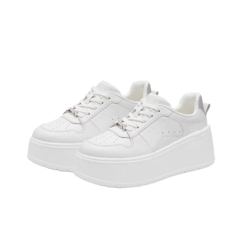 Staccato Thick Cheese Low Top Platform Skateboard Shoes Women's White-2