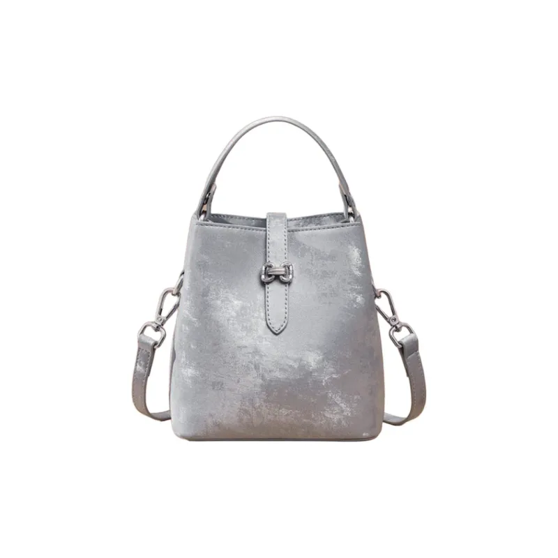 NIUMJ Synthetic Leather Handbag, Shoulder Bag, Crossbody Bag Small Size Women's Silver-3