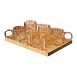 Cloud Ring Vertical Stripe Cup Amber 6 Pack+Tray