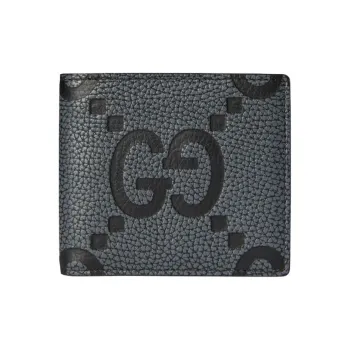 GUCCI Maxi GG Canvas Grain Leather Wallet Men's Dark Gray