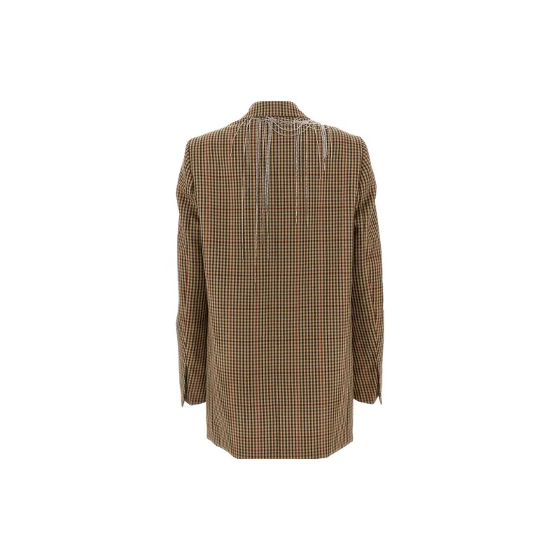 DRIES VAN NOTEN Blink Double Breasted Checked Embellished Blazer-1