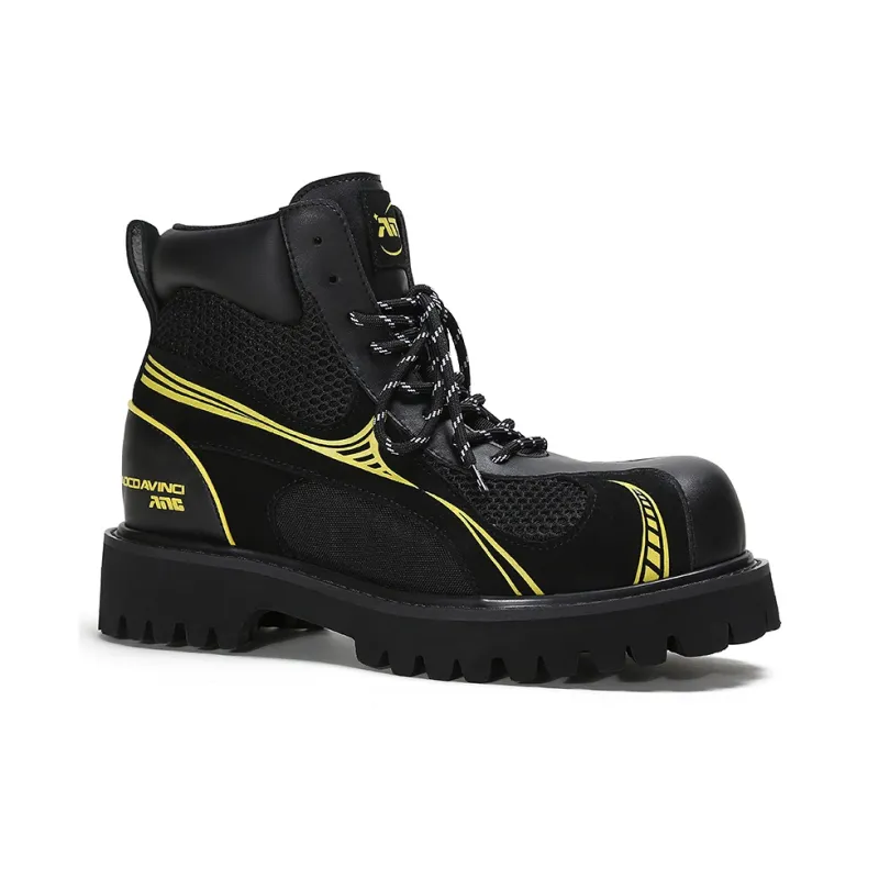 ADCDAVINCI Functional Wind Series Short Mid Calf Martin Boot Unisex Black Yellow-1