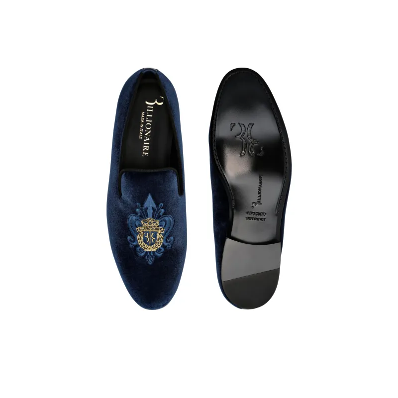 Billionaire Crest-motif Velvet Loafers-4