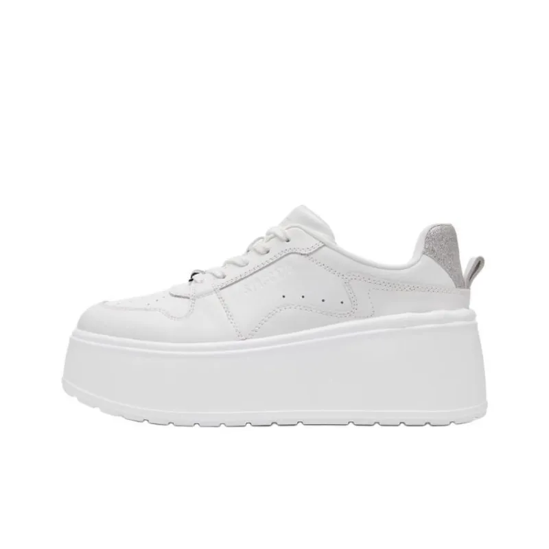 Staccato Thick Cheese Low Top Platform Skateboard Shoes Women's White-0