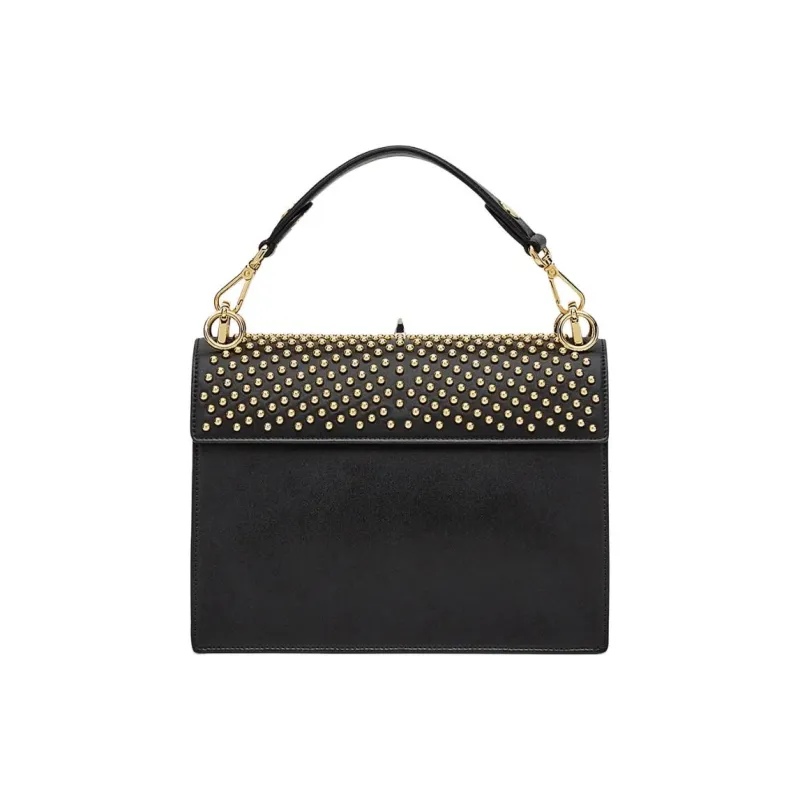 FENDI Kan I Calfskin One Shoulder Handbags Women's Black-2
