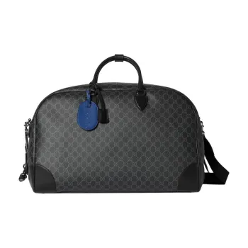 GUCCI GG Emblem Monogram Coated Fabric Travel Bag Large Size Men's Black