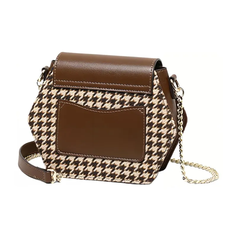 COMELY Fabric With Synthetic Leather Shoulder Bag Crossbody Bag Chain Pack Regular Women's Coffee-5