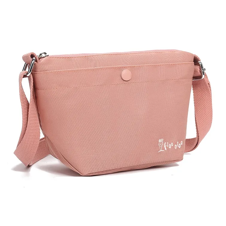 FIDO DIDO Oxford Crossbody Bag Small Size Women's Pink/Gray-1