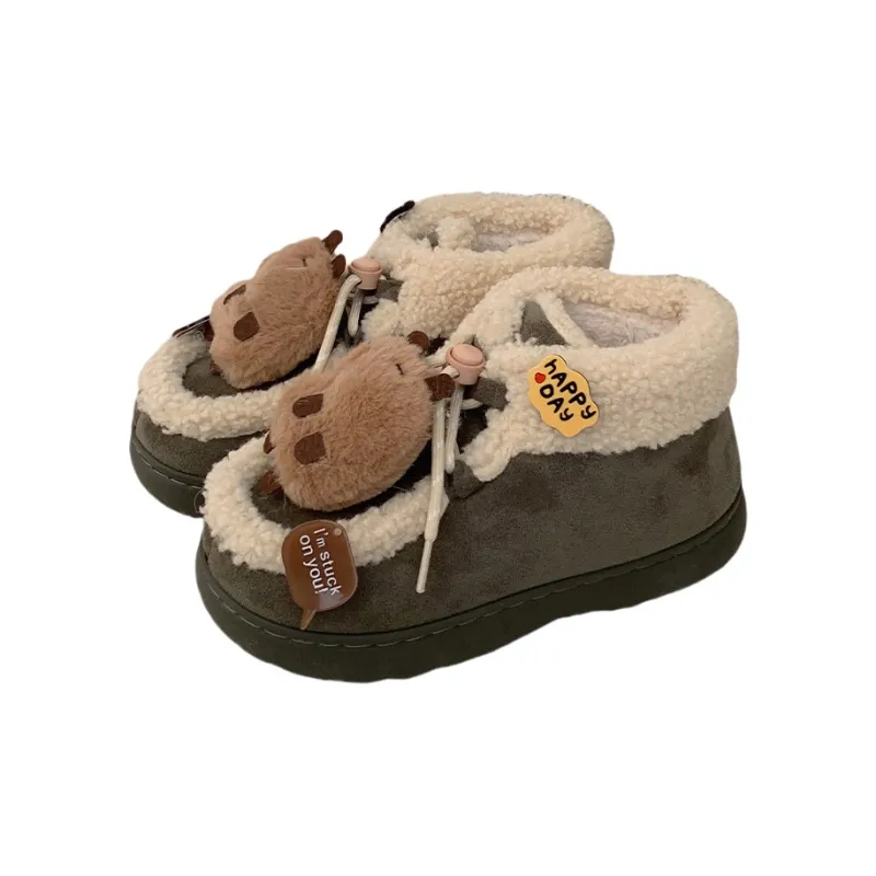 Thin Strips Cotton Slippers Women's, Black-14