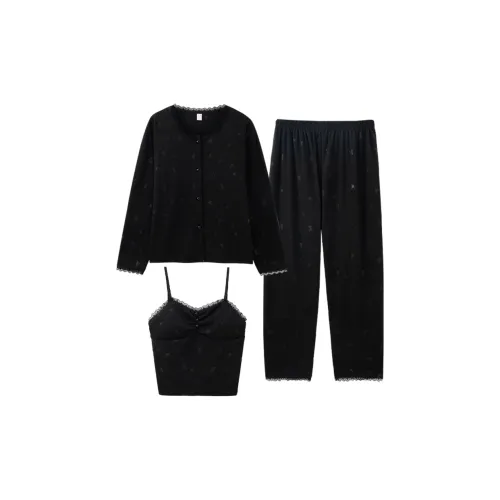 Sleeping Beauty Pajama Set Women's Black