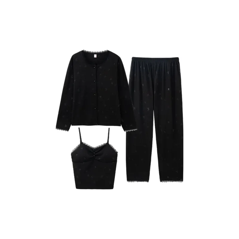 Sleeping Beauty Pajama Set Women's Black-0