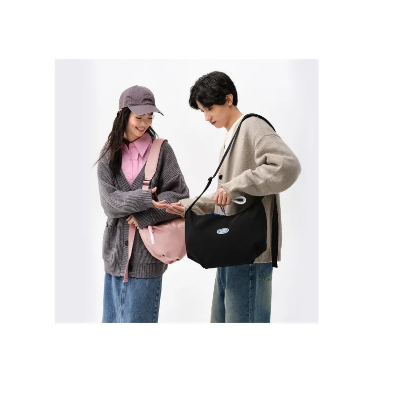 SEM/R Polyester Dumpling Bag Crossbody Bag Medium Size Unisex Milky White Fantasy Pink Black-13